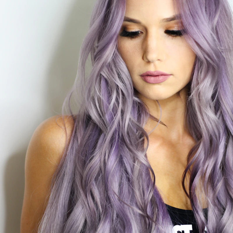 Long lavender balayage hair colour result